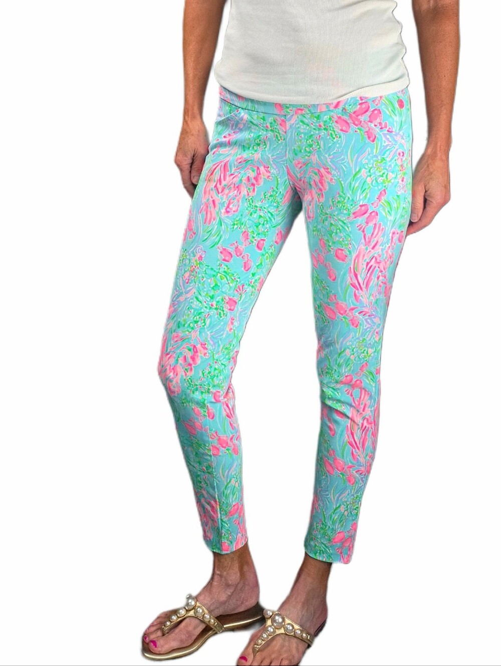 LILLY PULITZER UPF 50+ Luxletic 28" Corso Pant In Amalfi Blue Best Fishes